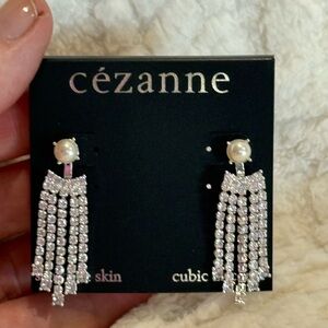 Cezanne Silver Pearl FRONT-TO-BACK  Cascade Earrings NWT